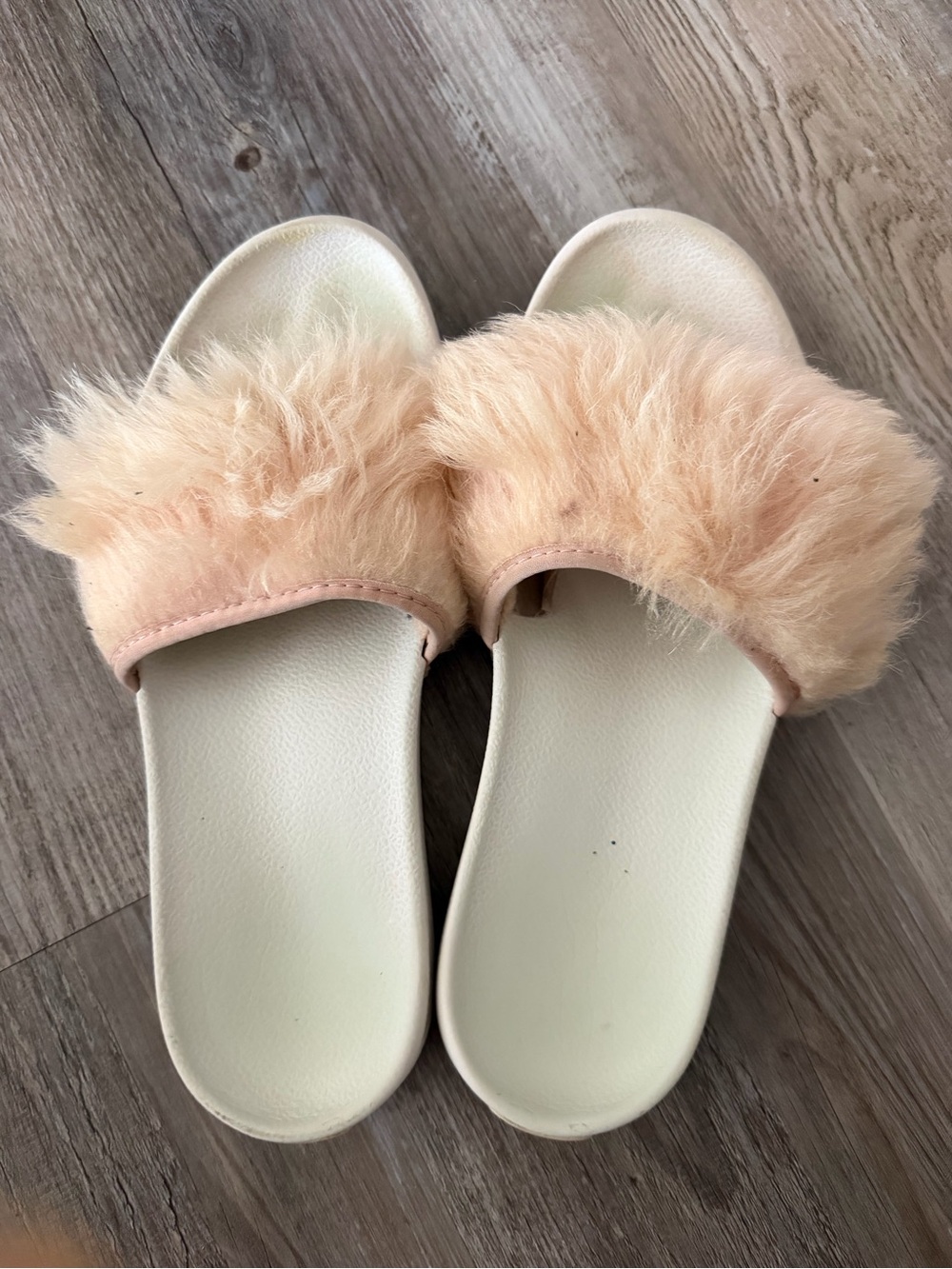UGG Peach Faux-Fur Slide Sandals